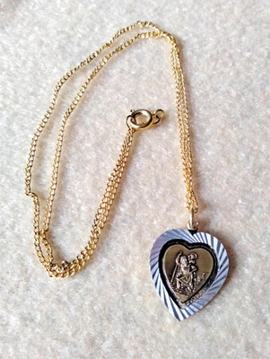 HEART SHAPED ST CHRISTOPHER PENDANT IN SILVER AND GOLD COLOURS