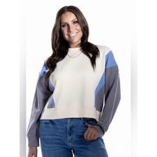 NWT Ava Lane XL Cream, Blue, Grey Cropped Sweatshirt