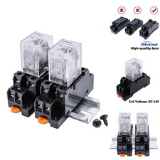 High Capacity 10A 2pcs JQX-13FL 24V Electromagnetic Relay with DIN Rail Base