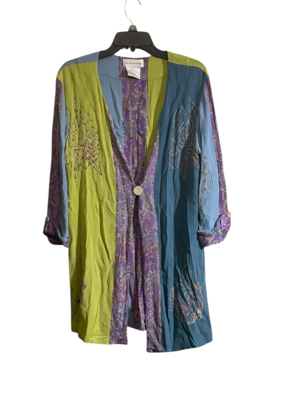 Soft Surroundings Small One Button Tunic Cardigan Top Boho Artsy Lagenlook