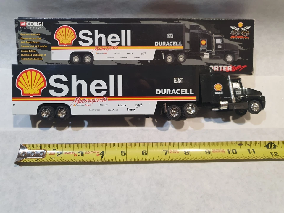 Corgi Classics Shell Motorsports Racing Transporter, #44 Busch #28 Indy Car NIB - Image 2 of 4