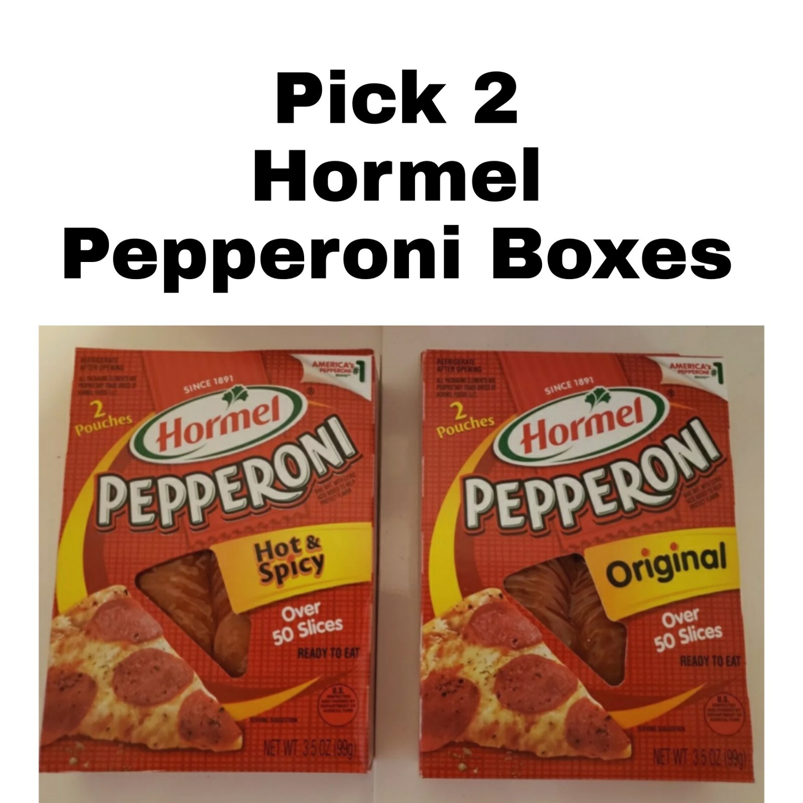 Pick 2 Hormel Pepperoni 3.5 oz Boxes Over 100 Slices Hot & Spicy or