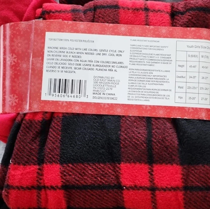 Cuadros y gnomos de búfalo grandes (12/14) estilo navideño para niños ~ 2 piezas Juego de pijama ~ Nuevo Foto 2 de 2