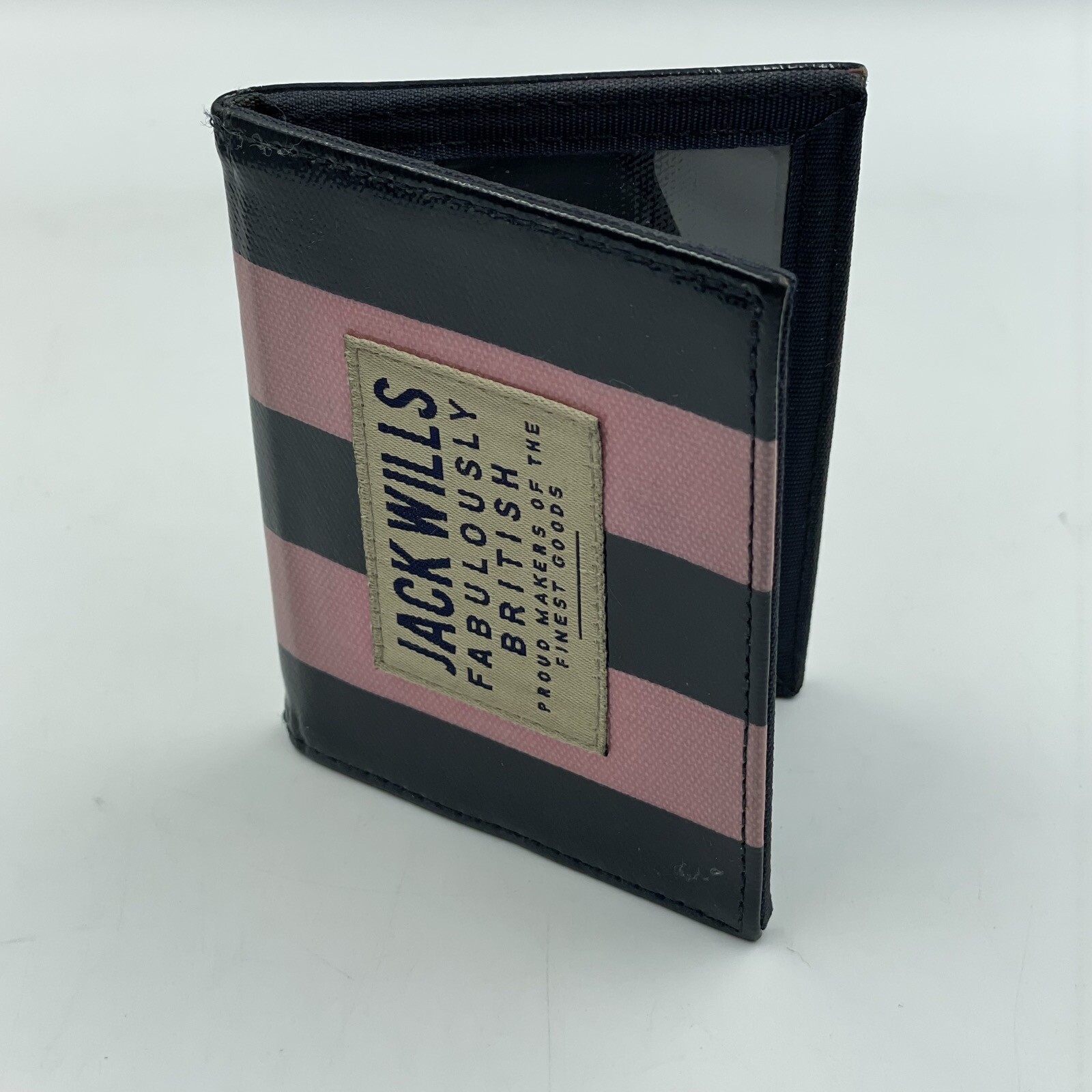 Jack Wills • Classic Pink & Blue Striped BiFold Card Holder ID Oyster