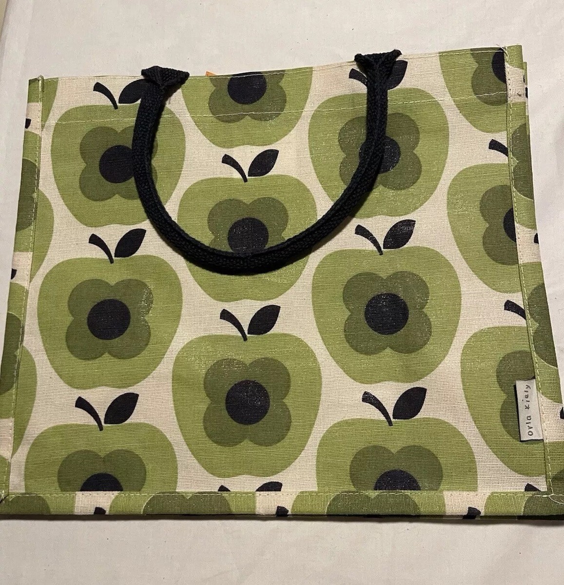 ORLA KIELY FOR NEW JUTE TOTE SHOPPING GREEN APPLES