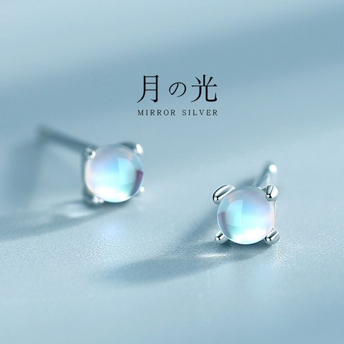 925 Sterling Silver Moonstone Crystal Stud Earrings Women Girls Gift