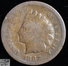 1867 Indian Head Cent, About Good+, Tough Date, Free Shipping, C6433
