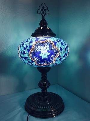 blue mosaic table lamp