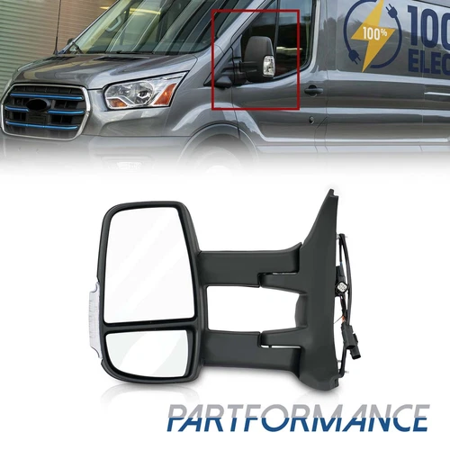 Driver Left Side Long Arm Mirror w/Signal Light For 2014-2022 Ford Transit