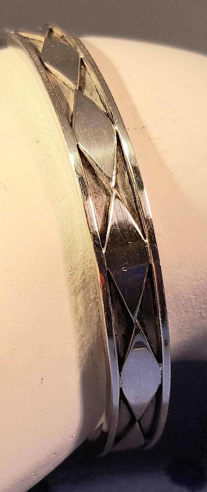 STERLING SILVER DIAMOND PATTERN CUFF BRACELET Ref… - image 1