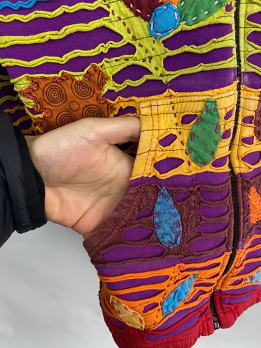 ☮️ 🍄 LSD Asymmetry Hippie Peace Art Women's Hoodie kapital Style Y2K size S/M - Picture 6 of 7