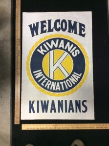 Kiwanians International Welcome Flag Large Vintage INV-P9999
