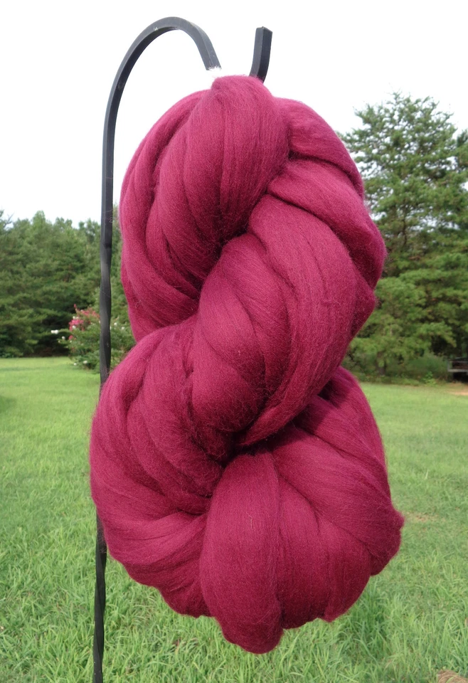 Wool Roving - Burgundy Wine Merino, purple roving, red roving, Spin and felt - Image 2 of 4