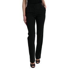 DOLCE & GABBANA Pants Black Wool Mid Waist Tapered Trouser IT38/US4/XS 970usd