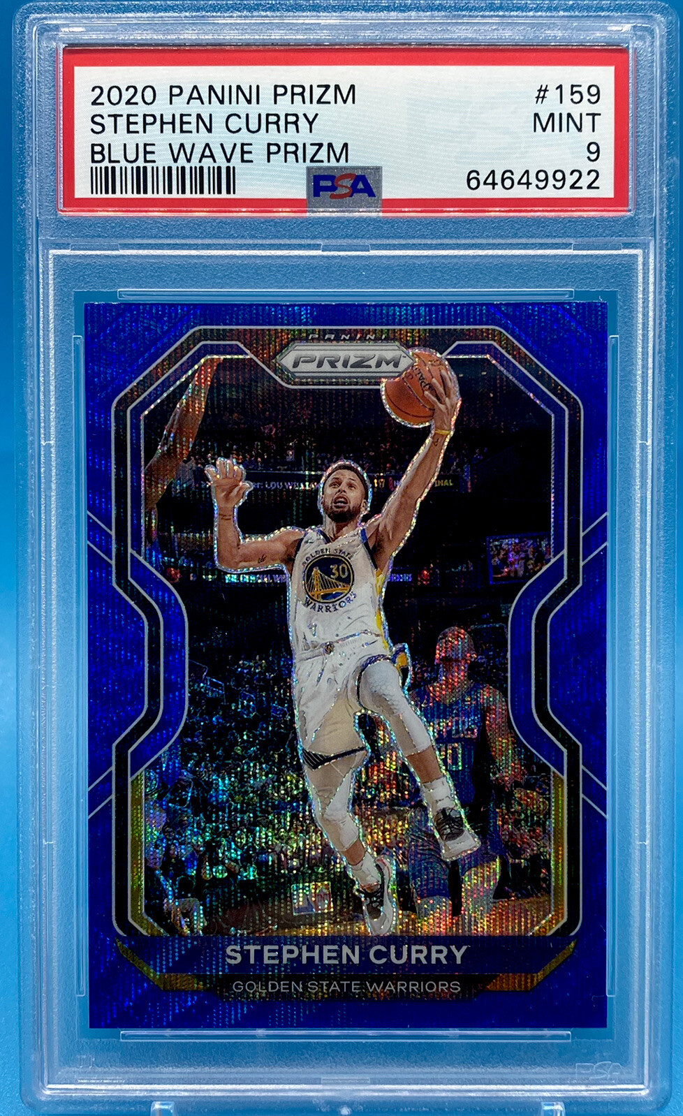Stephen Curry 2020-21 Panini Prizm #159 Asia Exclusive Blue Wave Prizm PSA 9