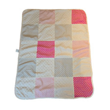Just Born Pink White Grey Hearts Patchwork Popcorn Dot Sherpa Baby Blanket