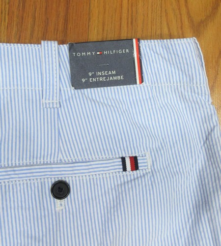NEW! TOMMY HILFIGER REGULAR FIT SEERSUCKER SHORT 100% COTTON BLUE & WHITE Sz 40 - Picture 2 of 4