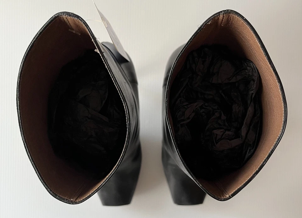 Botines MARNI de cuero negro de tacón alto a media pantorrilla punta abierta, talla 8 (US) 38 (UE) Foto 3 de 4