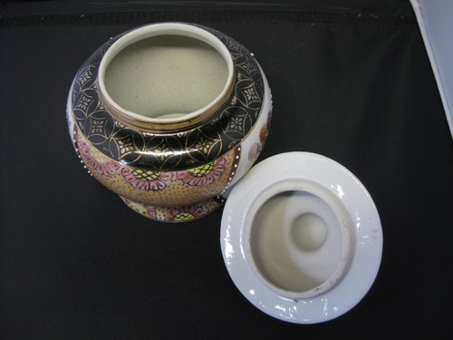 Tarro de jengibre / tarro de té vintage oriental pintado a mano con tapa - Imagen 5 de 7