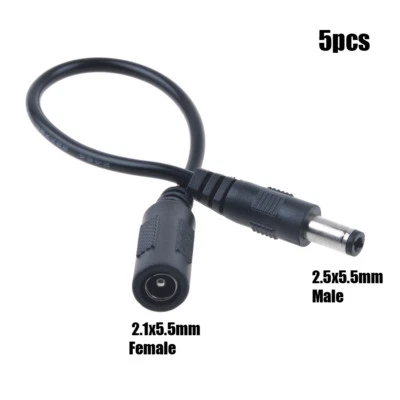 ABLEGRID 5 Pcs 2.1x5.5mm Female to 2.5x5.5mm Male DC Power Adapter for CCTV Camera