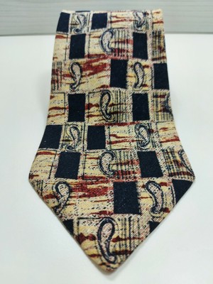 CRAVATTA GIACOMO DE SENESE MILANO NUOVA  SETA / LINO TIE PAISLEY MADE IN ITALY