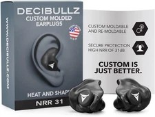 Decibullz - Custom Molded Earplugs, 31Db Highest NRR, Comfortable Hearing Protec