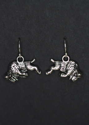 #ad #ad Bison Earrings Buffalo Southwest 925 sterling silver Pewter charms Dangle 1quot; $13.89