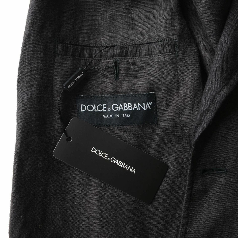 Blazer Dolce & Gabbana Para Hombre Gris 100% Lino Dos Botones Talla US 38 IT 48 Foto 3 de 3