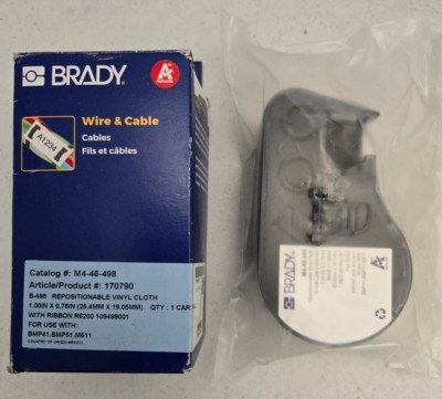 Brady B-498 Repositionable Vinyl Cloth Labels - 0.5" X 1.5", White, For BMP71 Printer (5000/Roll) - View #4
