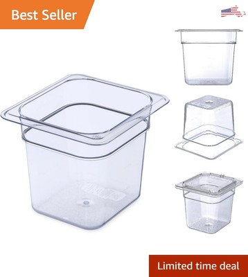 Heavy-Duty Durable 1/6 Size 6'' Deep Clear Food Pan - Practical and Stackable