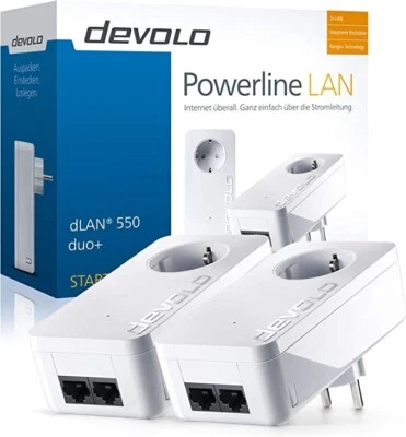 Devolo dLAN 550 duo+ Powerline Adapter Starter Kit, Powerlan, Steckdose 500 Mbps