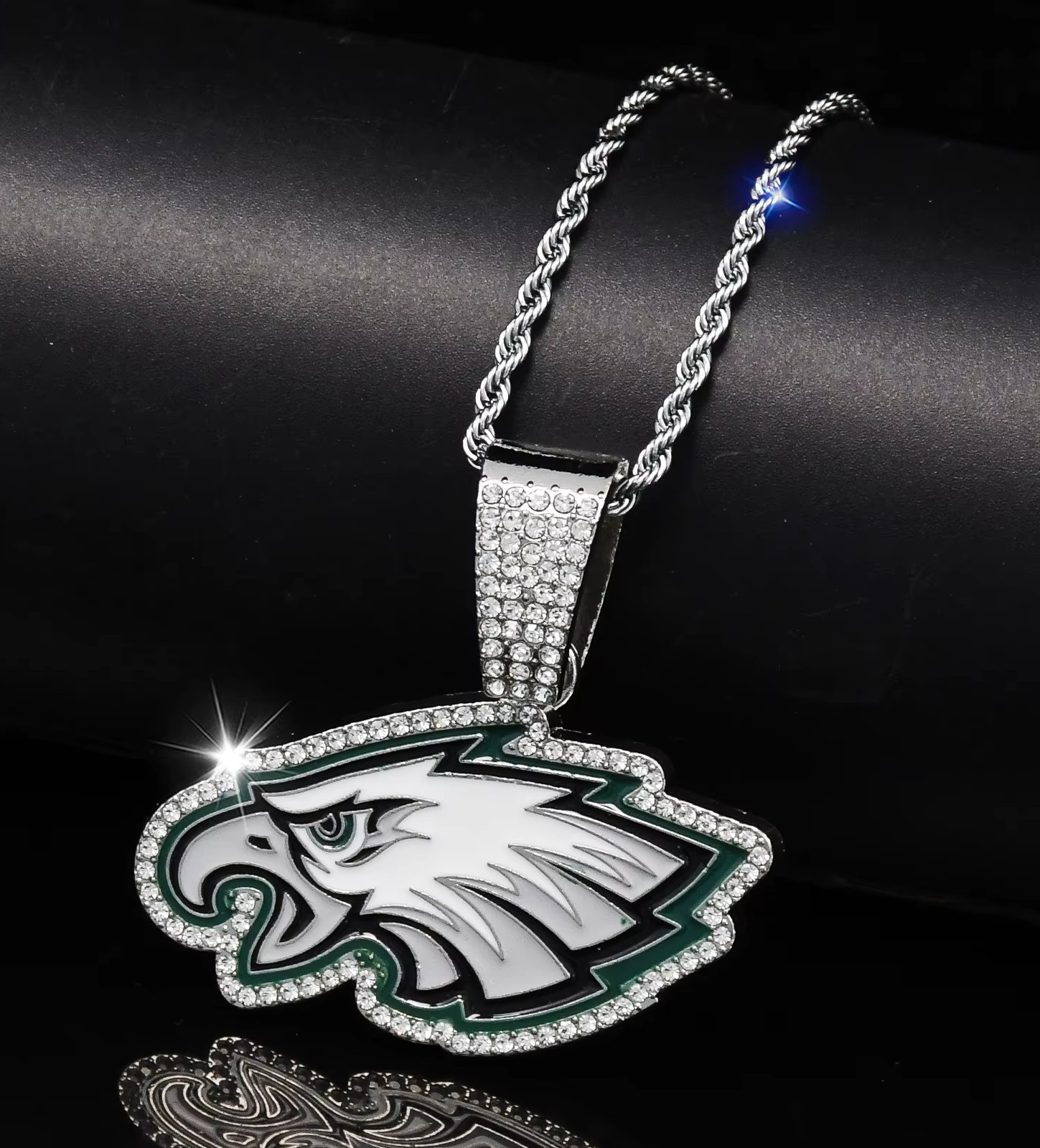 Philadelphia Eagles Football Bling Necklace Fashion Cubic Zirconia Chain