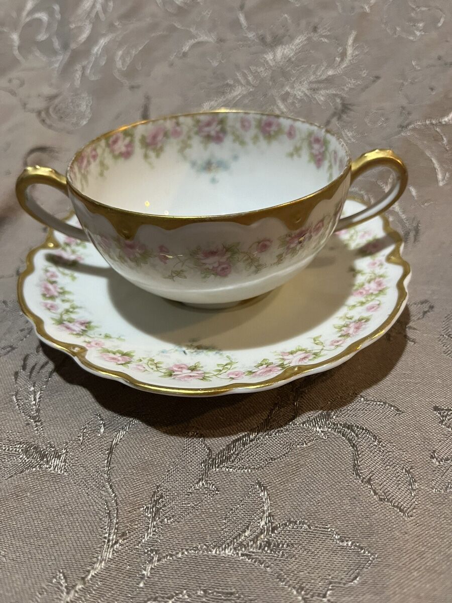 Vintage Haviland Limoges Teacup And Saucer Floral, Roses Vintage Haviland Limoges Teacup And Saucer Floral, Roses