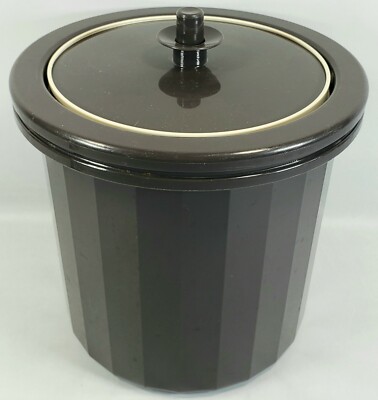 Vintage TUPPERWARE Ice Bucket Container 1683-6 Dark Brown With Lid