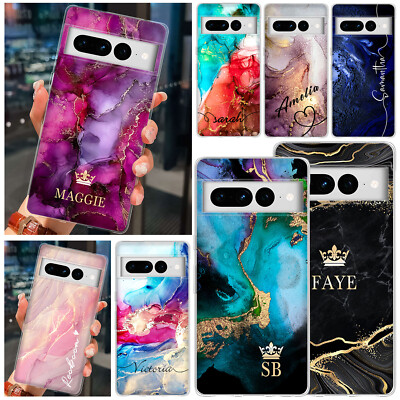 For Google Pixel 9 Pro 8 6A 7 4A Personalised Marble Case Shockproof Phone Cover