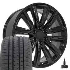 4869 Black 22 Wheels Bridgestone Tires Tpms Set Fit Gmc Chevy Cadillac