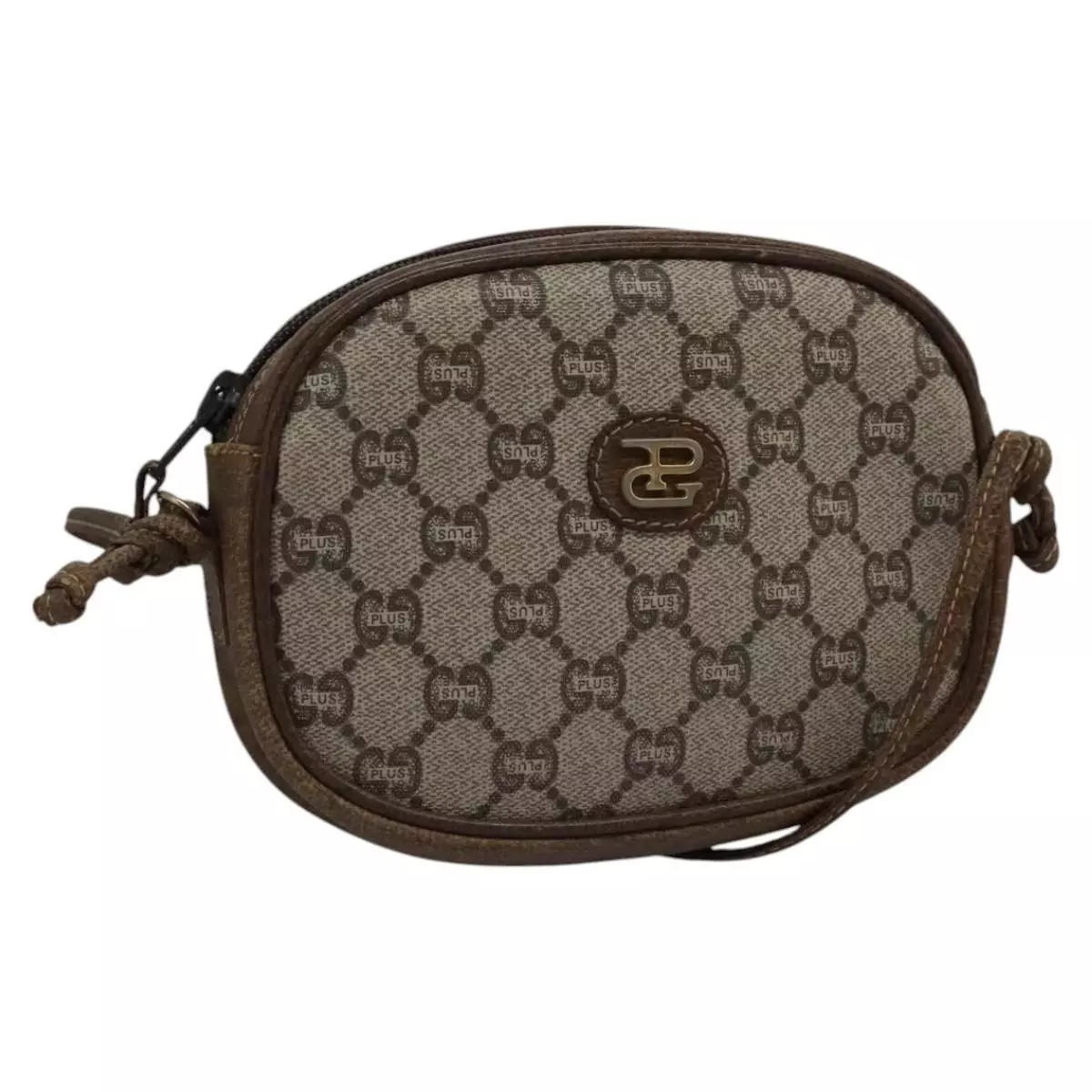 Sac à bandoulière GUCCI GG Plus Supreme PVC cuir beige authentique ep7396