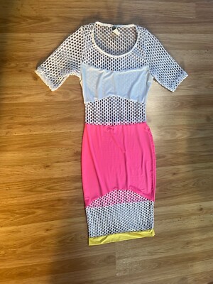 strapless open back dress Hot Pink Fishnet Keyhole Mini Dress | Mini Dress