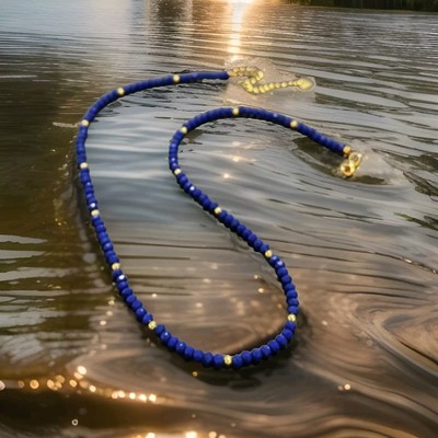     goldene Lapis Lazuli Kette Heilsteine   