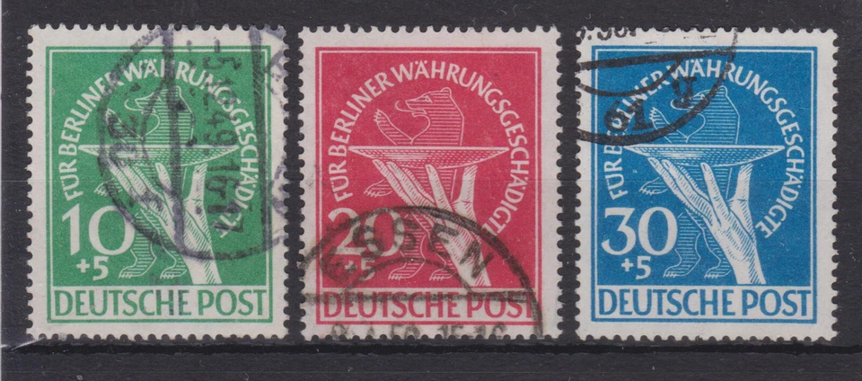 Berlin Nr. 68-7 gestempel, alle Werte tief-geprüft BPP Schlegel Rundstempel,1949 - Bild 1 von 1