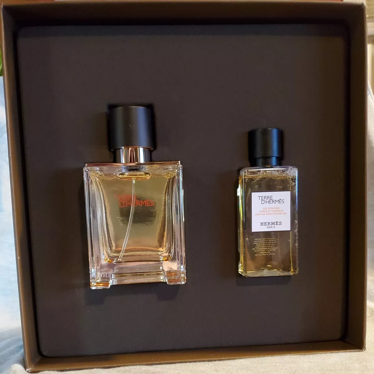 AUTHENTIC Terre d\'Hermes EDT Gift Set 1.6oz FULL SIZE NEW NIB + Hair Shower  Gel | eBay