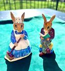 Vtg Royal Doulton England Bunnykins Figurines Grandpa's Story and Clean Sweep 4”