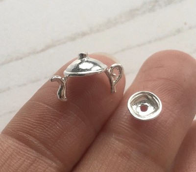 Sterling silver Teapot Tea Pot for Bead Pendant Setting , High Quality Necklace 