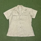 US ARMY Khaki Tan MILITARY Uniform Shirt Short Sleeve Size Medium 50s 60s WW2