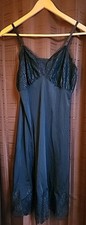 Van Raalte Vintage Opaquelon Slip Dress 36 A Lace Pleated 60s Rockabilly Y2K Blk