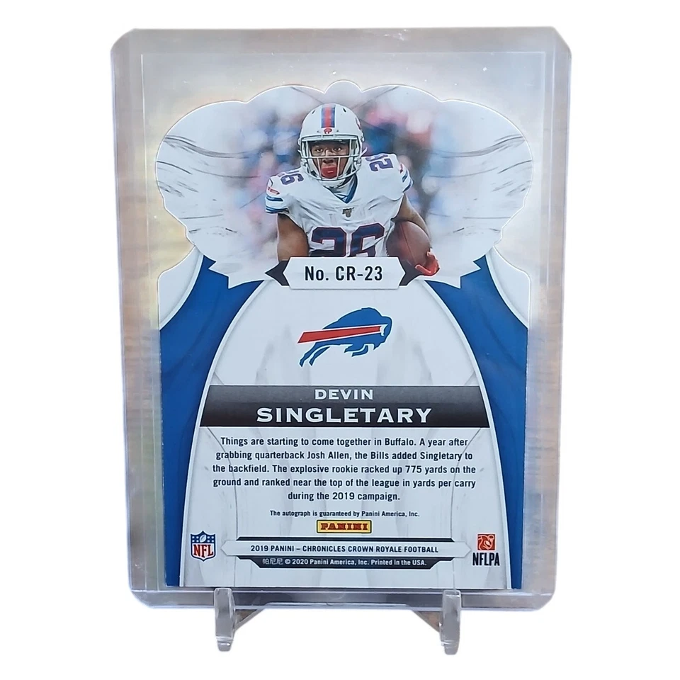 2019 PANINI Chronicles Devin Singletary Crown Royale Die Cut Auto Blue RC-23  - Image 2 of 4