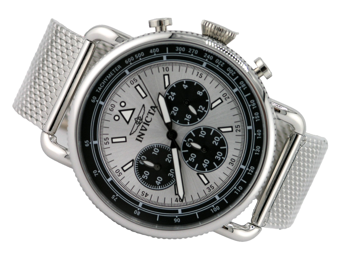 NEW INVICTA 47357 SPEEDWAY CHRONOGRAPH WATCH SILVER STEEL MESH