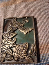 Vintage Crowning Touch Brass Mirror 4.5x5.5 Floral Frame Made in Tainan ROC