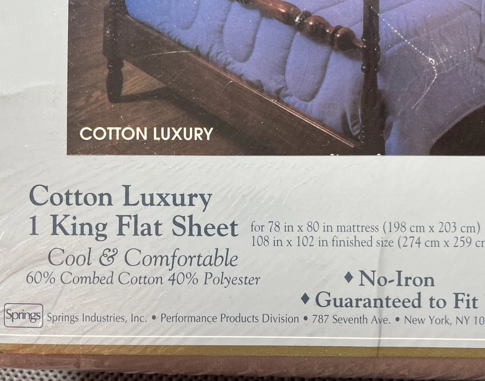 King Flat Sheet Cotton Blend Taupe New Sealed In Original Package USA Vintage - Image 4 of 4