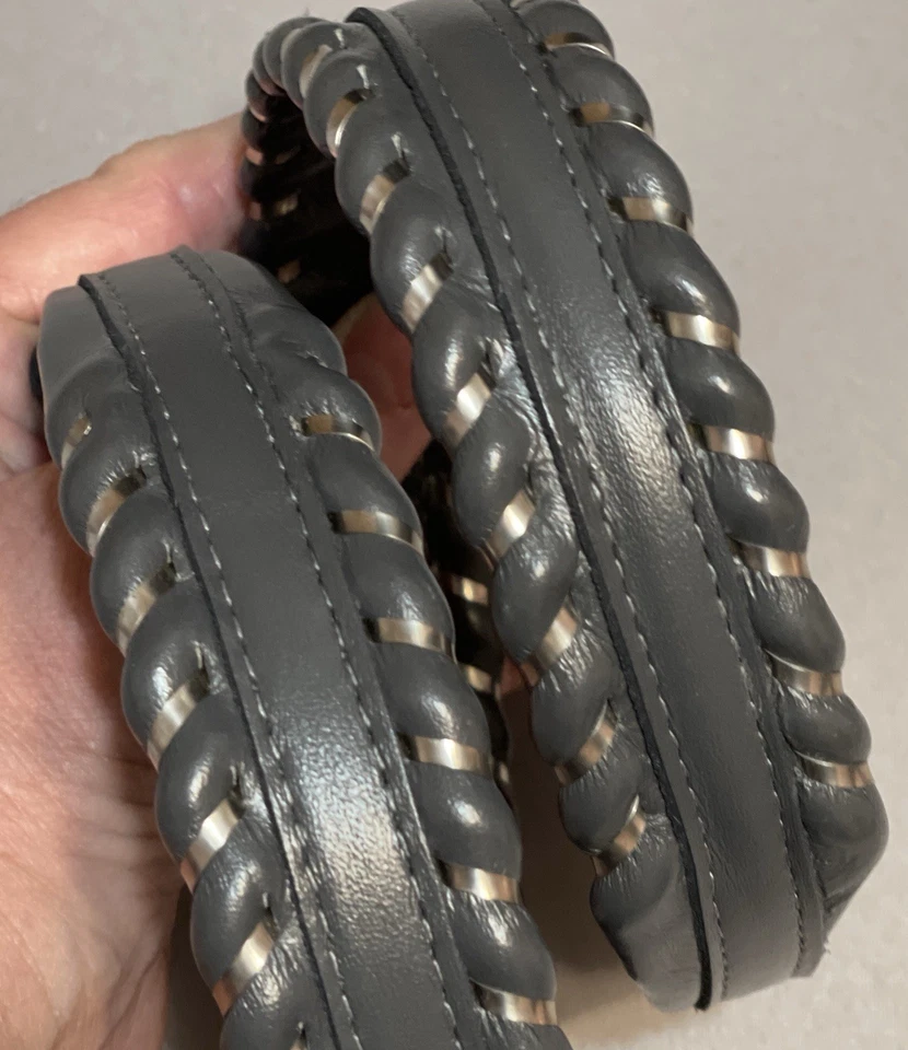 Cinturón de cuero Justin para mujer gris plata puntada látigo pequeño vaquera rodeo occidental Foto 4 de 4